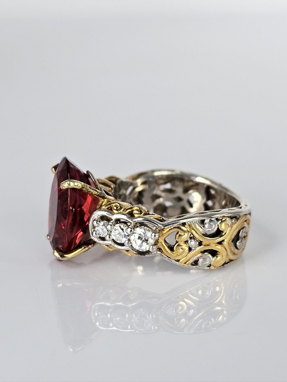 Retired Gems En Vogue 7.79ctw Andesine & White Zircon Cocktail 💍 Sz 6! 🔥 - Picture 7 of 12